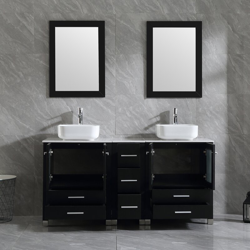 Double vanity with over-the-counter sinks