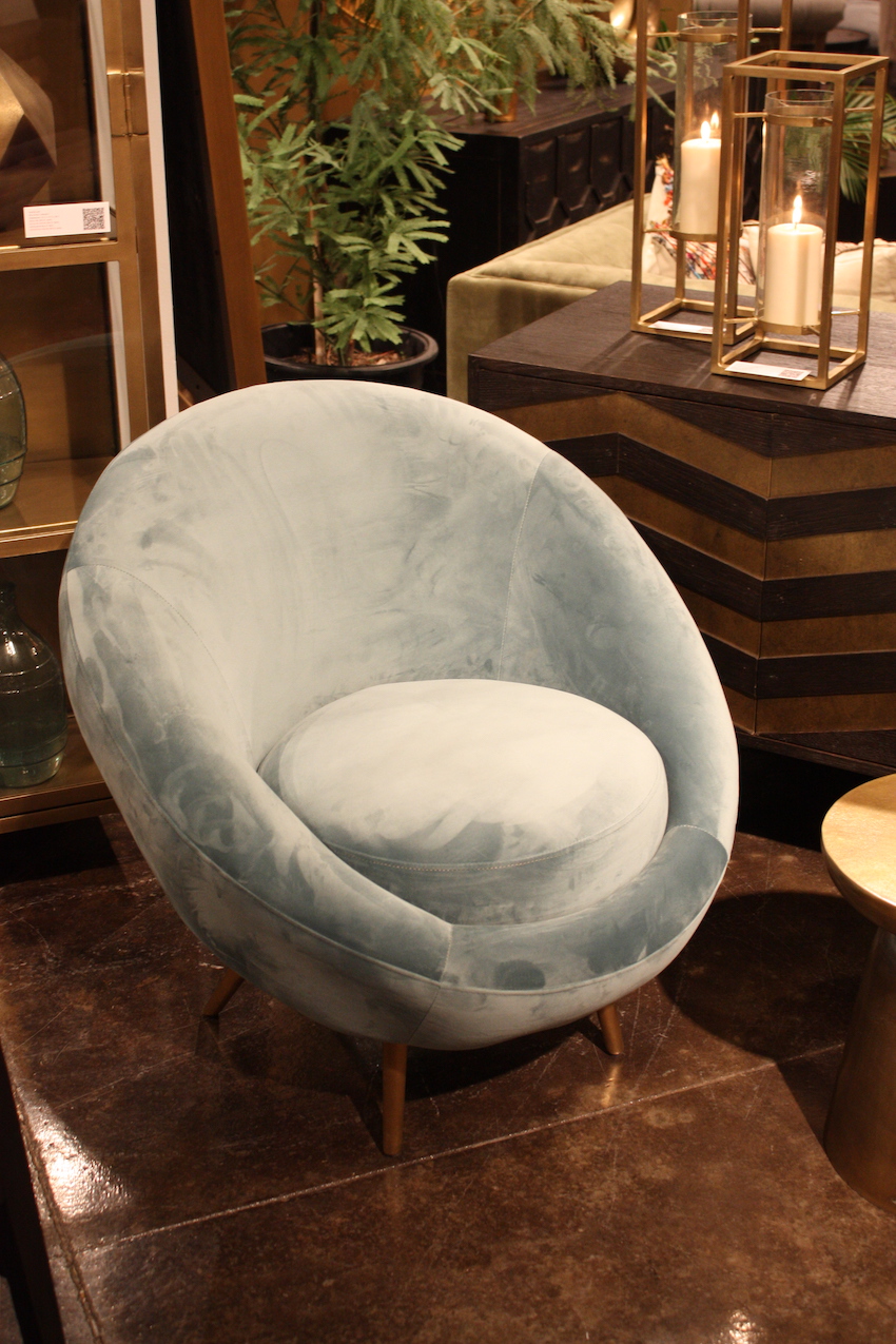 Dovetail pale blue suede chair