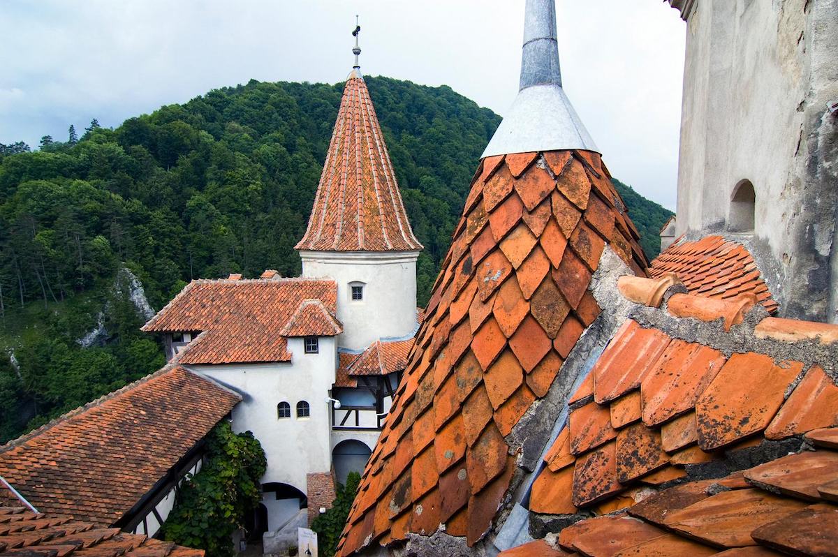 The roof tiles are an addition done during one of the major restorations and remodels of the castle
