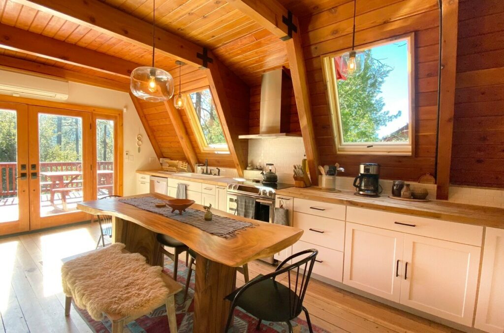 Dreamy A Frame Cabin in the Woods kitchen 1024x678