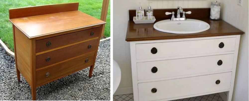 Dresser bathroom vanity transformation