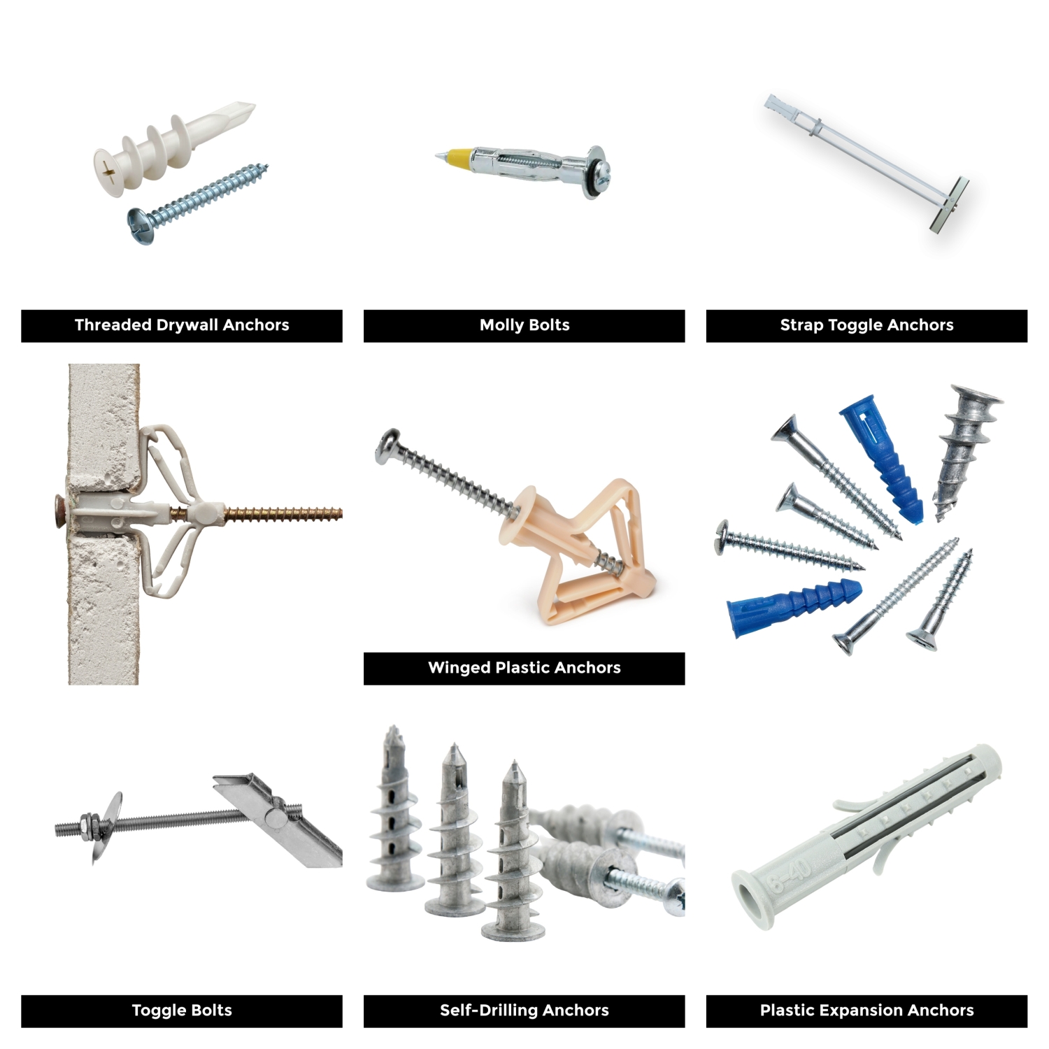 types of drywall anchors