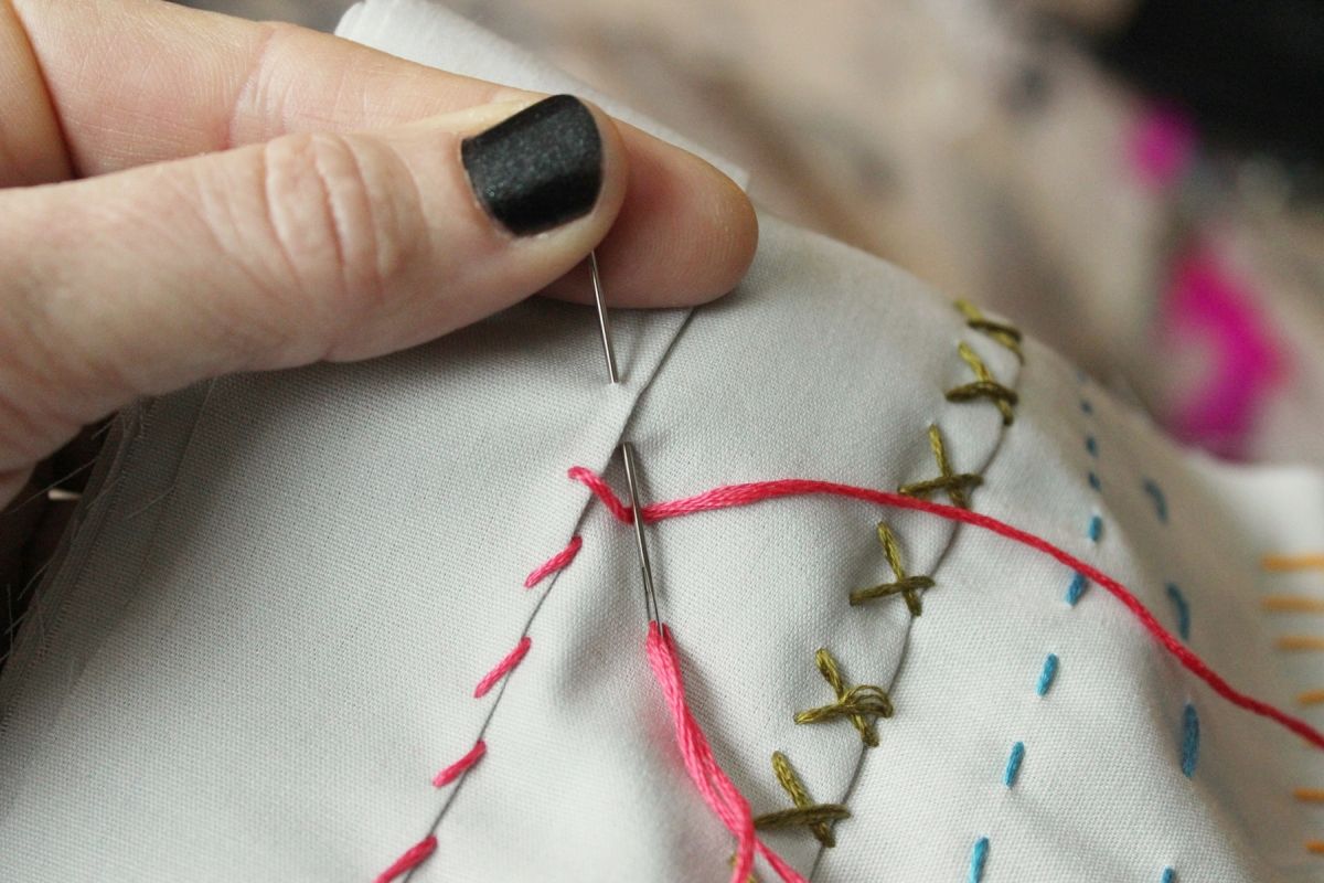 Due to the diagonal nature of these stitches