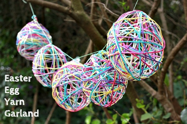 Easter craft yarn egg garland