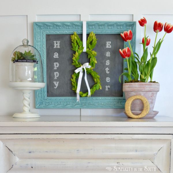 Easter decorations mantel