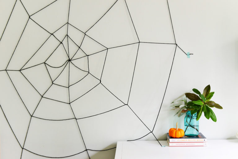 Easy DIY Halloween Yarn Spider Web