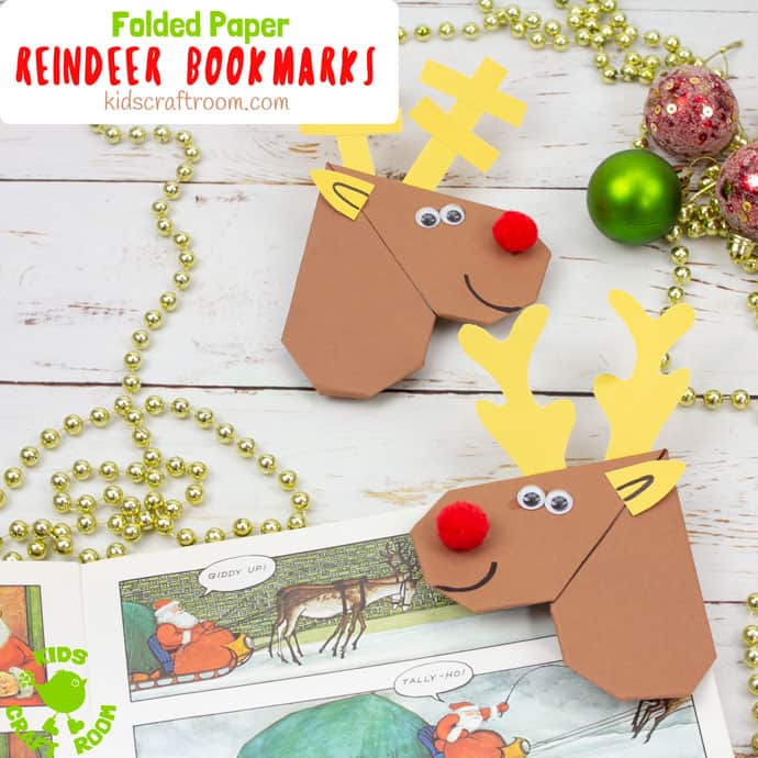 Easy origami reindeer bookmarks