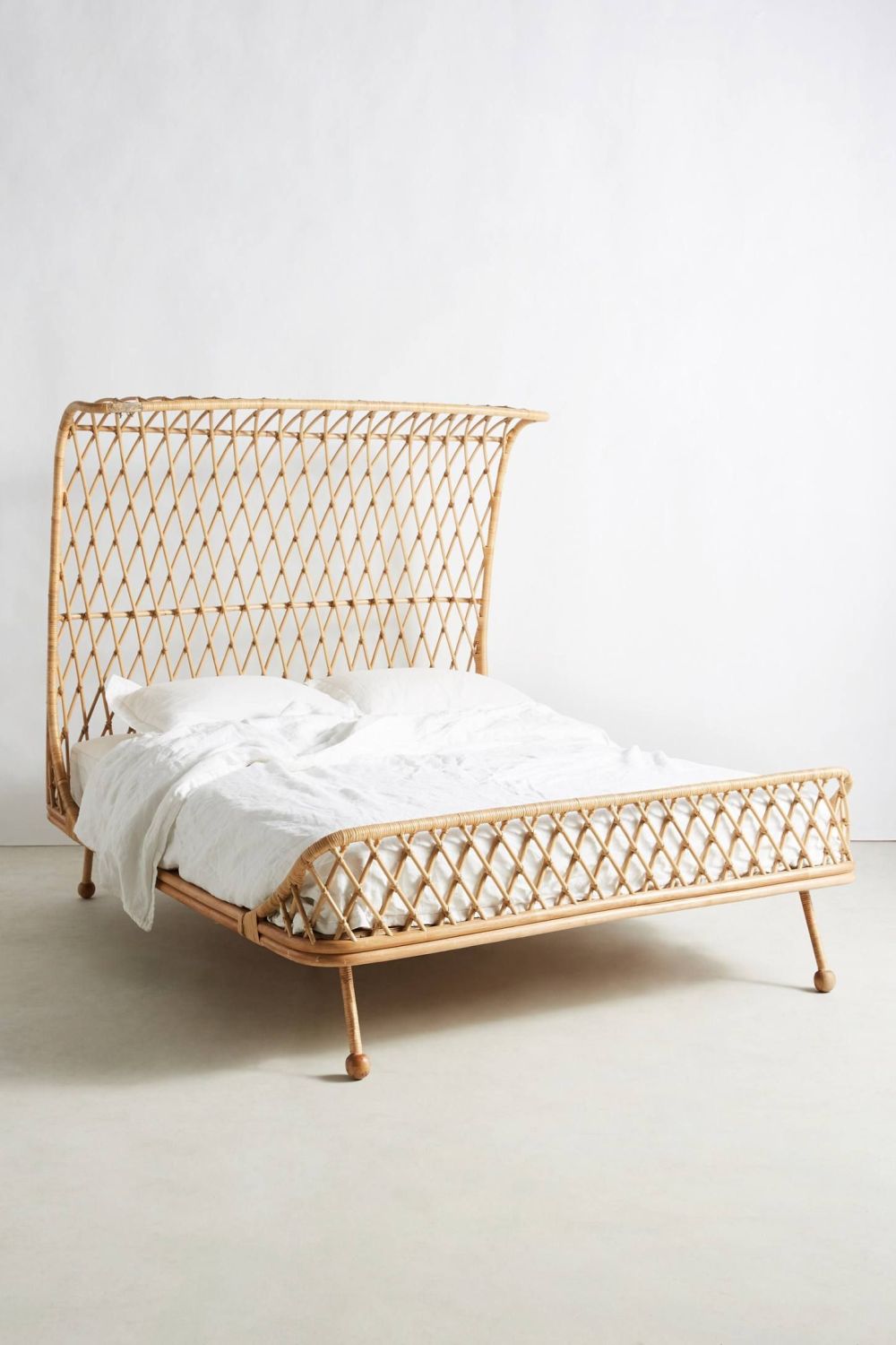 Eclectic-bedroom rattan bed