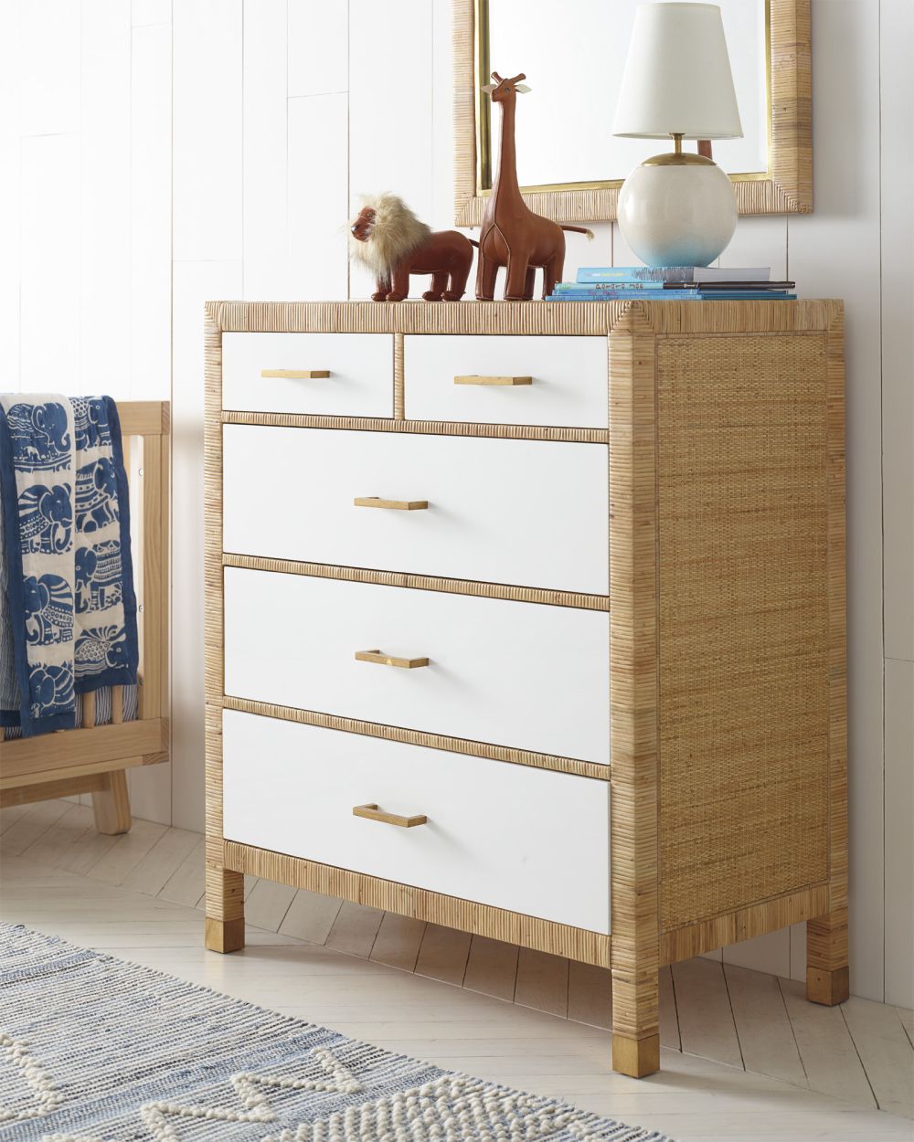 Eclectic bedroom white dresser