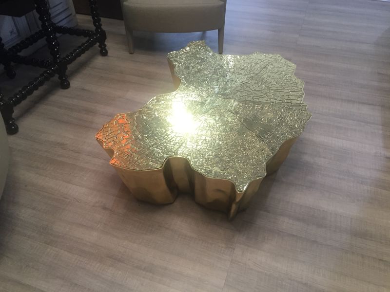 Eden Coffee Table in Gold from Bocadolobo