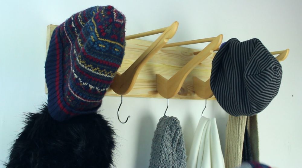 Entryway Coat Rack From Wooden Hangers