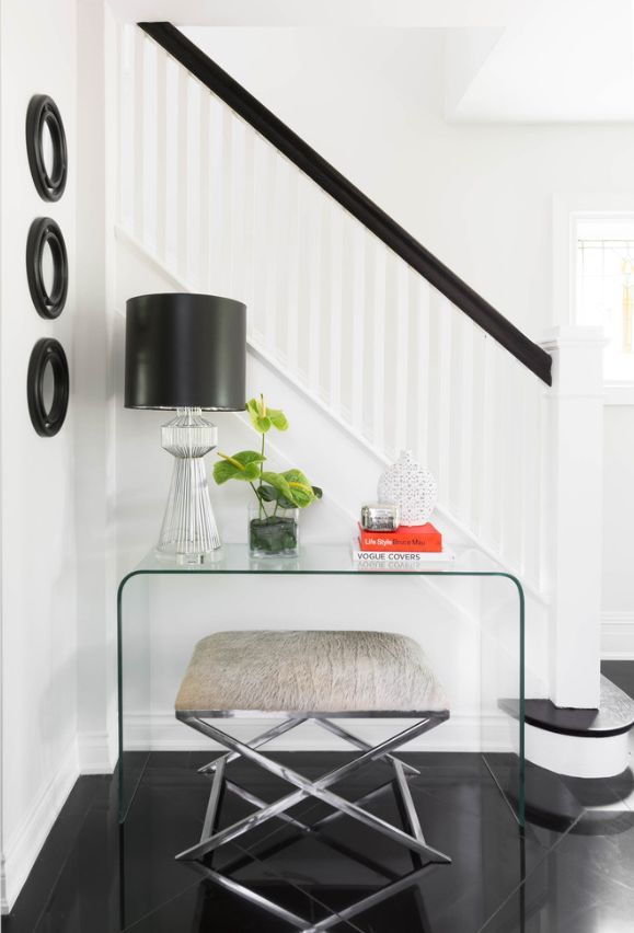 Entryway hallway with black accents