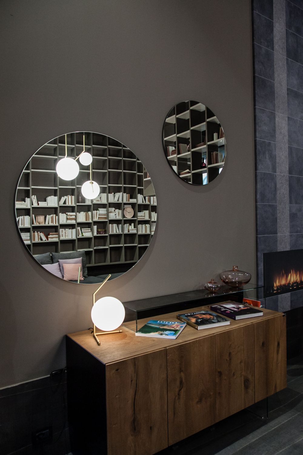 Entryway table and hanging light