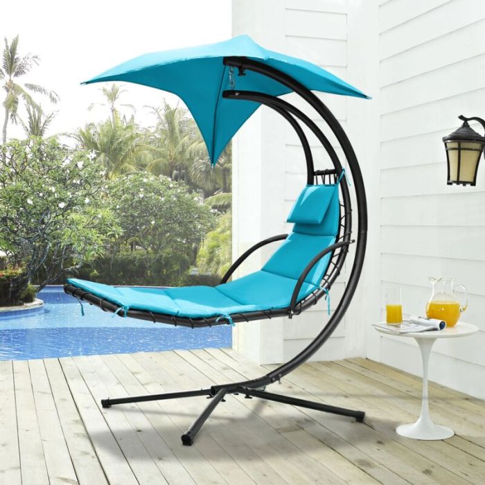 Esme Patio Hanging Chaise Lounger with Stand