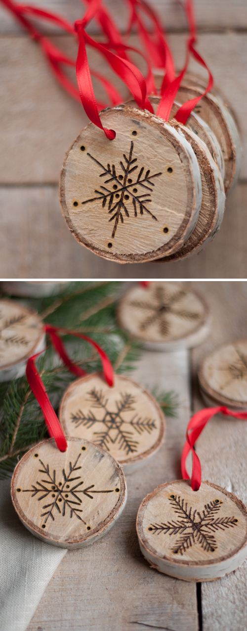 Etched Snowflake Ornaments in Birch