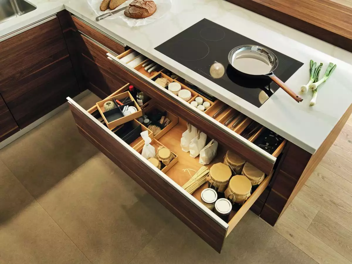 EuroCucina Linee Kitchen design from Team7 drawer organizer