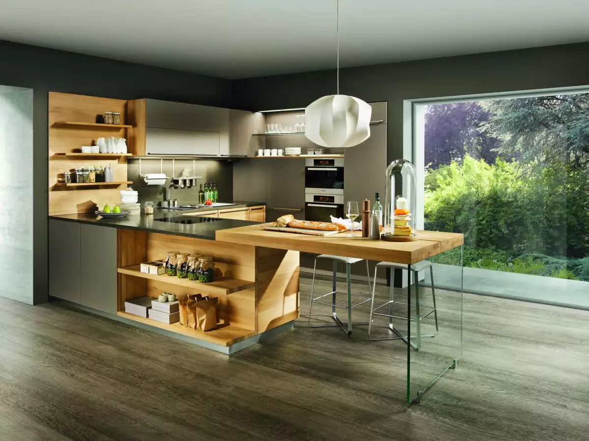 EuroCucina Linee Kitchen design from Team7 island with glass base