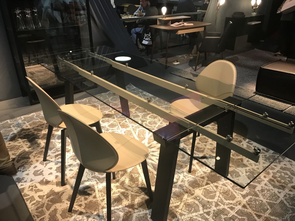 Expandable glass top dining table rectangular shape