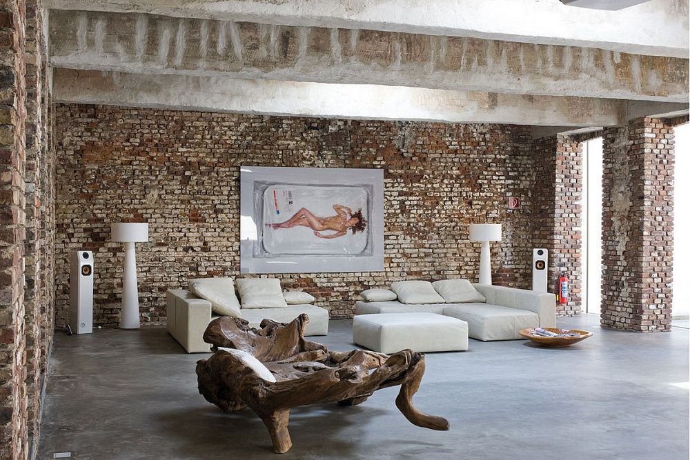 Exposed bricks and beams with polished concrete floor