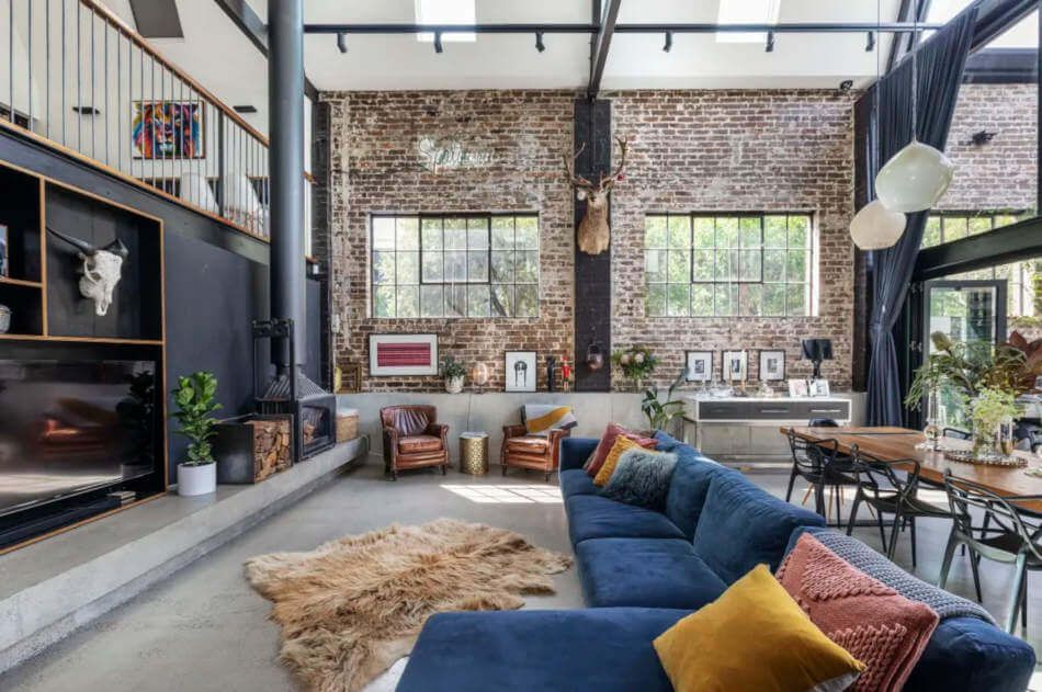 Exposed bricks living room decor