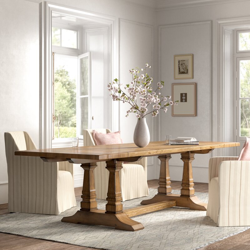 Extendable Pine Solid Wood Dining Table