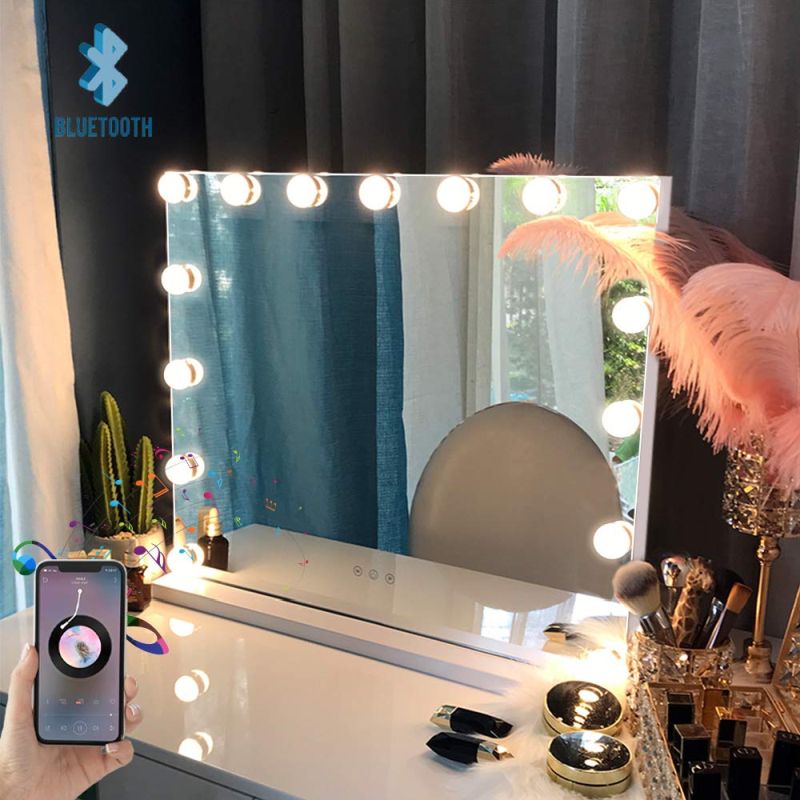 FENCHILIN Large Vanity Mirror with Lights and Blutooth Speaker