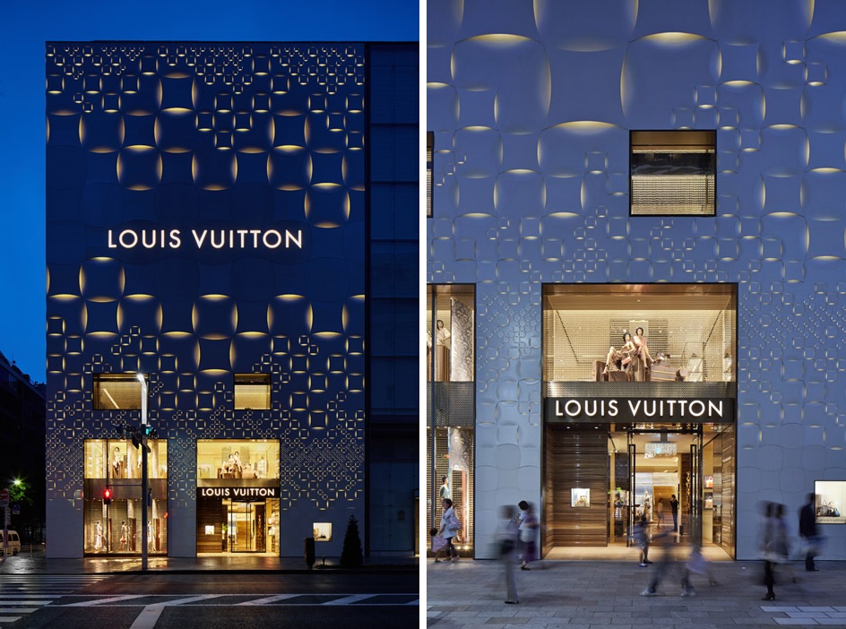 Facade of the Louis Vuitton store in the Ginza