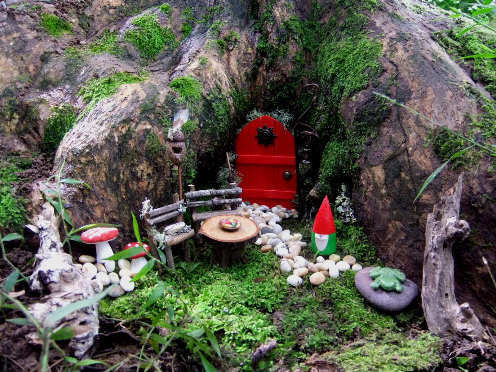 Fairy tree trunk red door