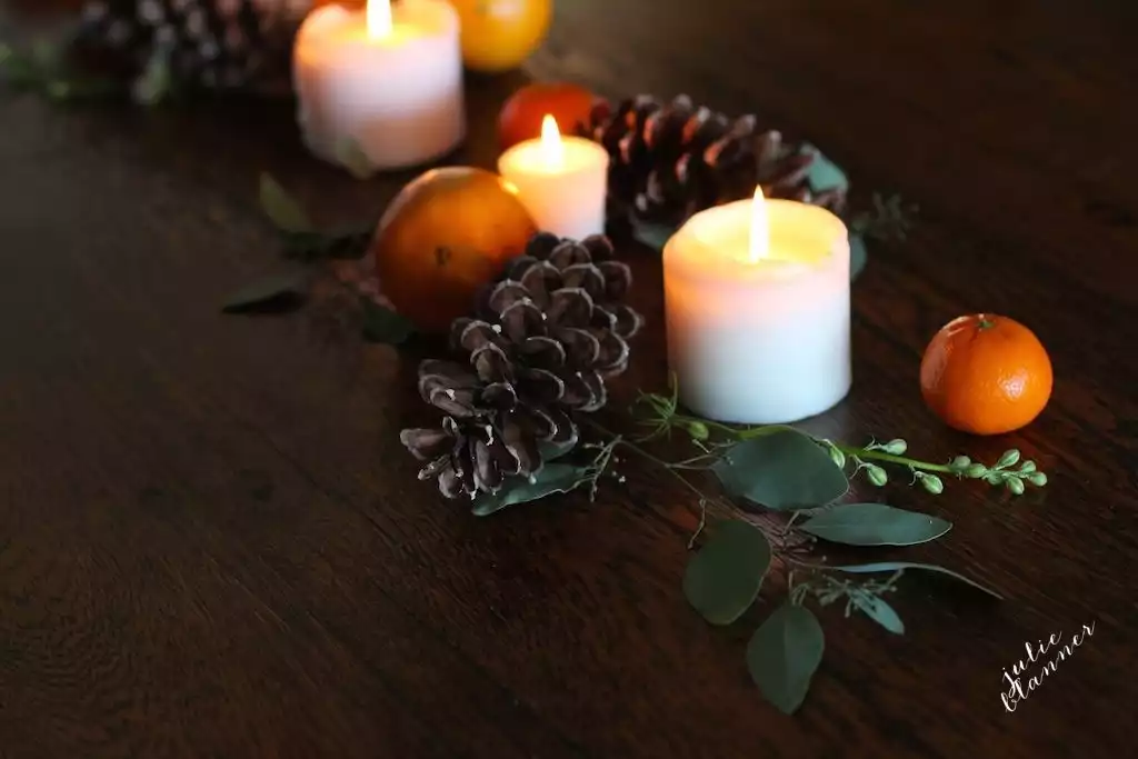 Fall to winter table centerpiece