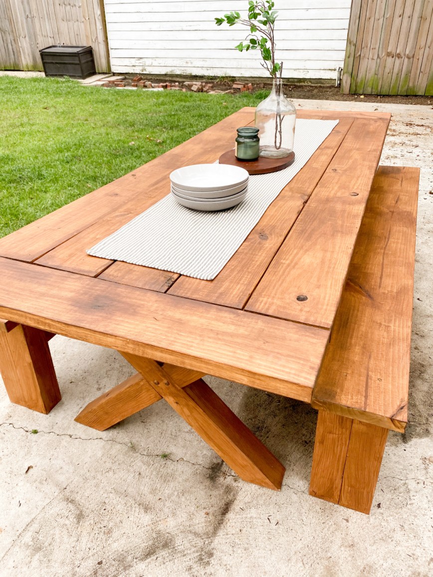 Farmhouse Picnic Table with Benches