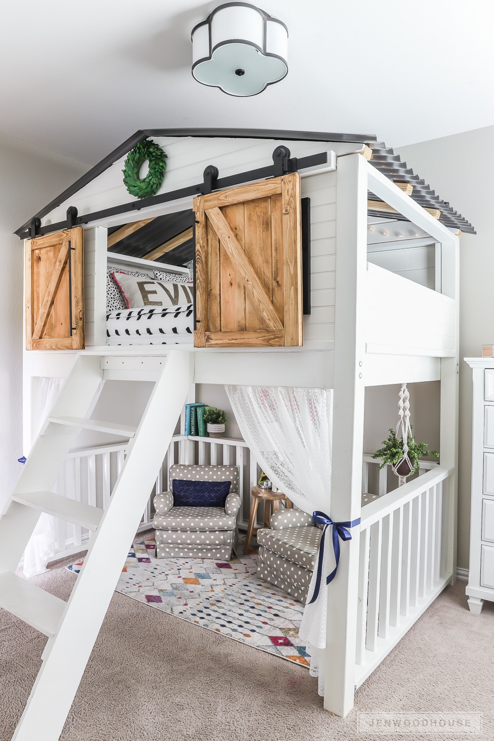 Farmhouse Style Loft Bed for Kids