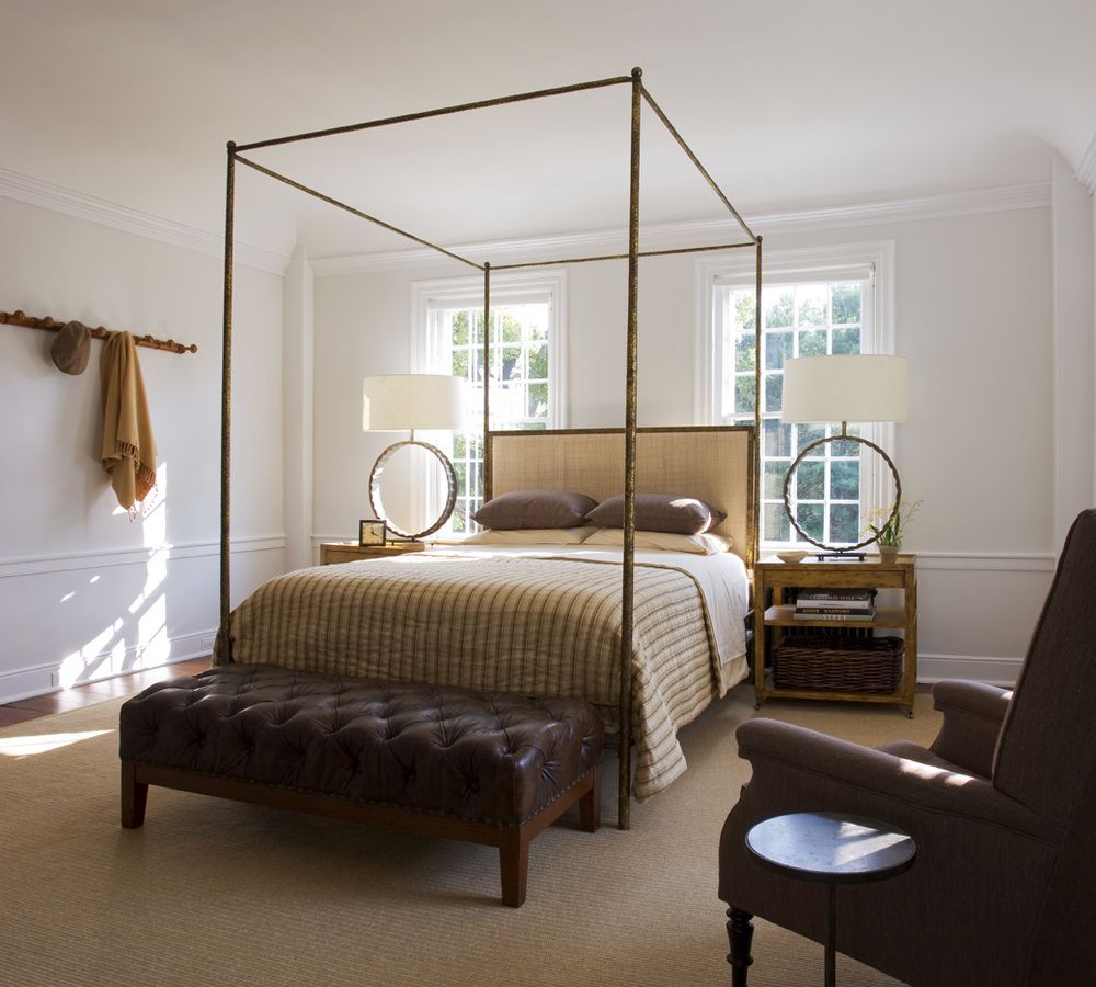 Farmhouse bedroom without drapes