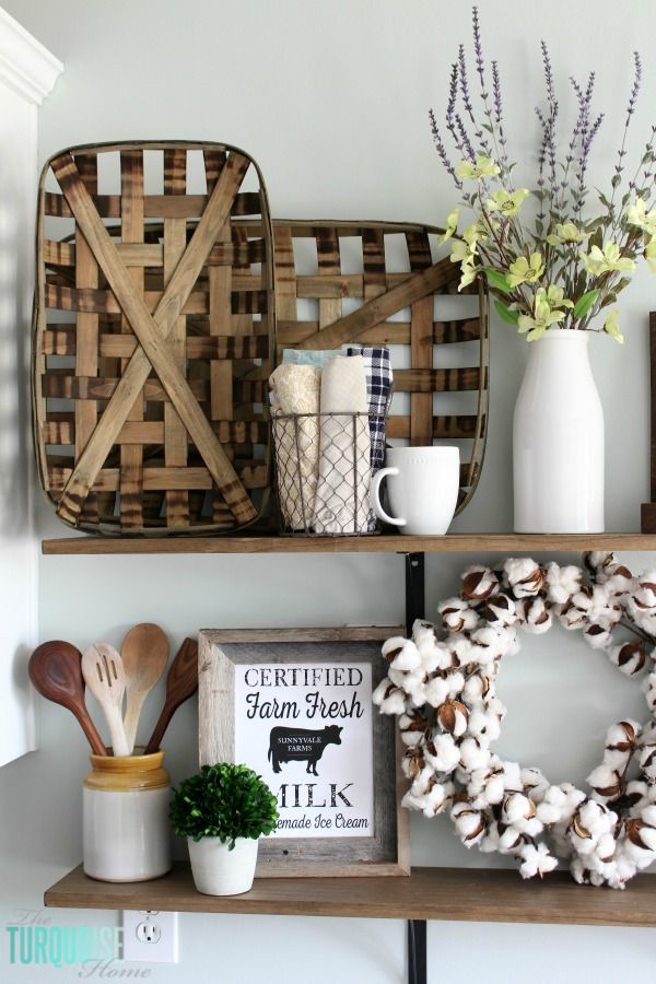 Farmhouse kitchen shelves