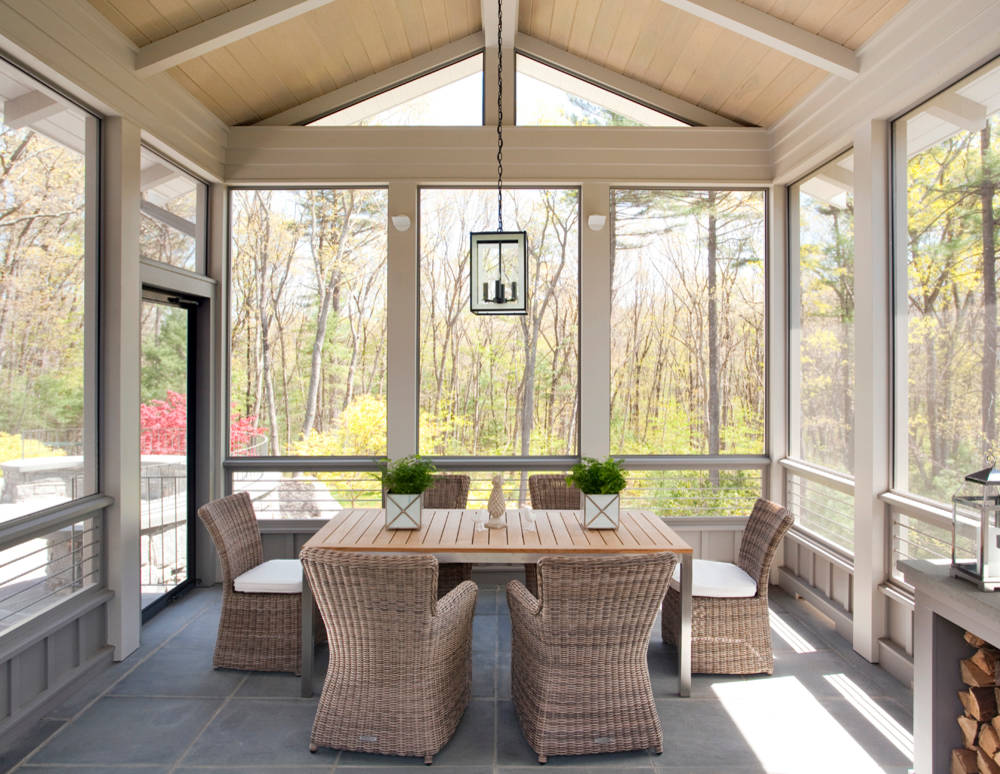 Farmhouse screened in porch sconce lighting