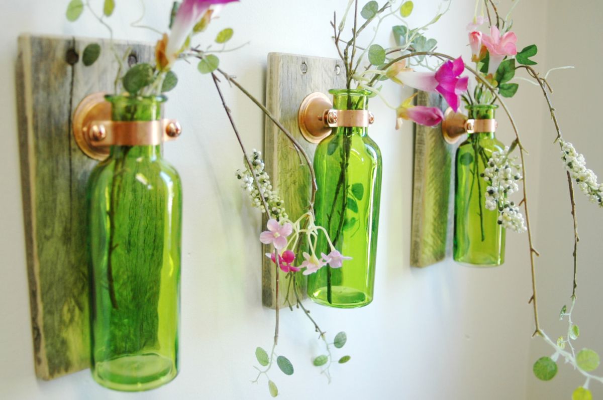 Farmhouse style glass bottle for wall