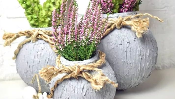 Faux cement ball vases