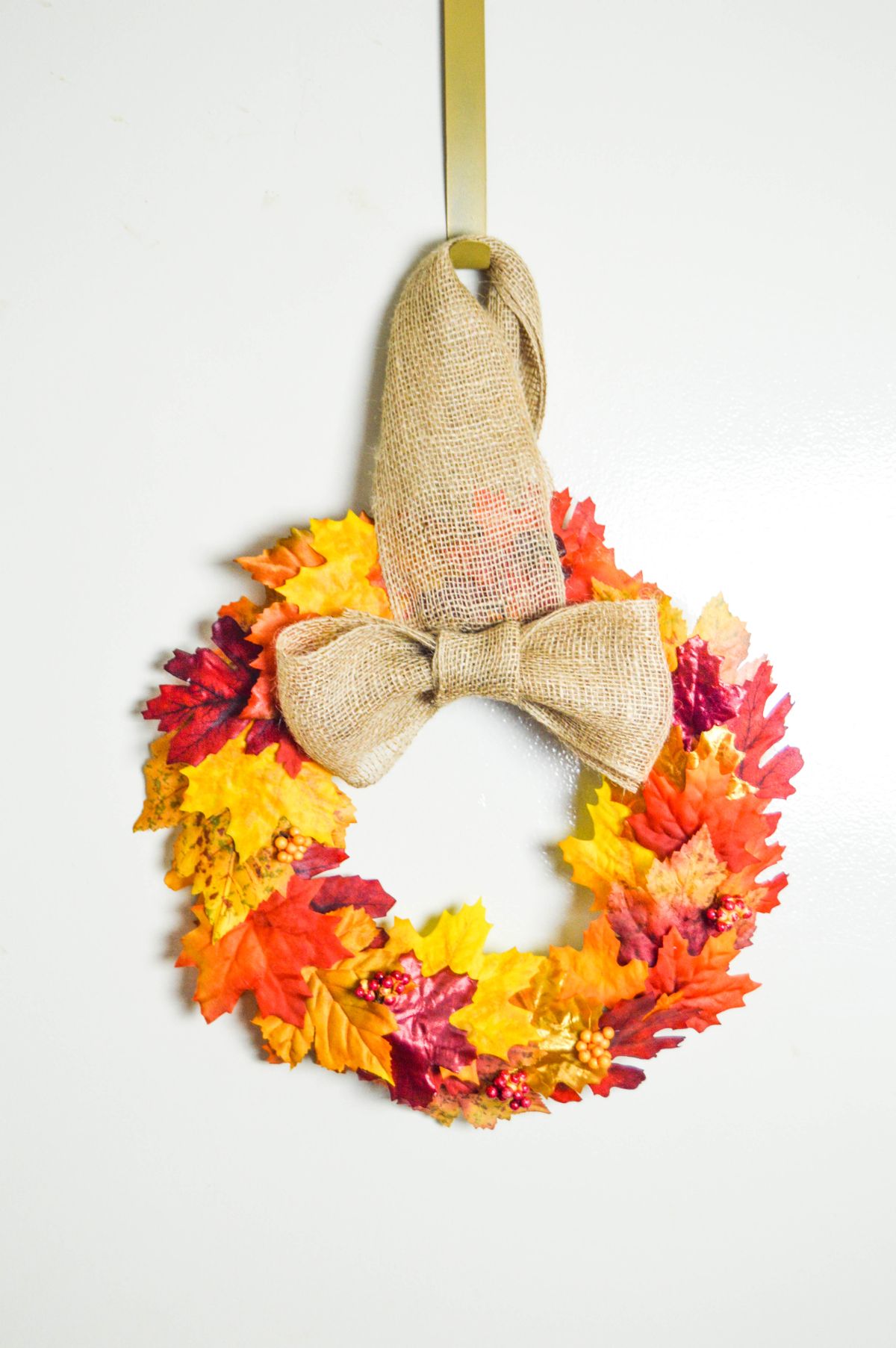 Faux leaves fall wreath