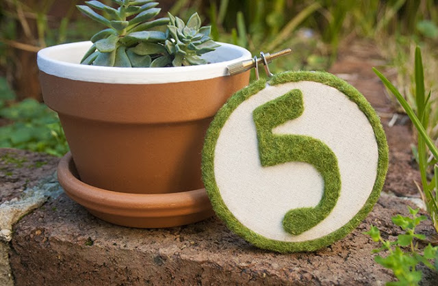 Faux moss hoop table number