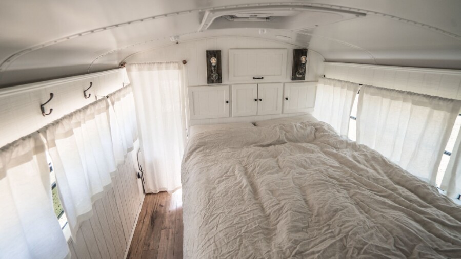 Felix Starck and Selima Taibi old School bus bed