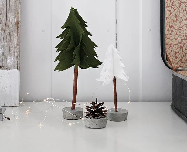 Felt Christmas Tree with Concrete Base