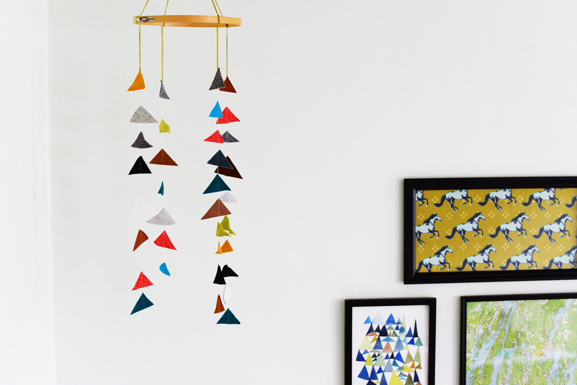 Felt and leather triangle mobile