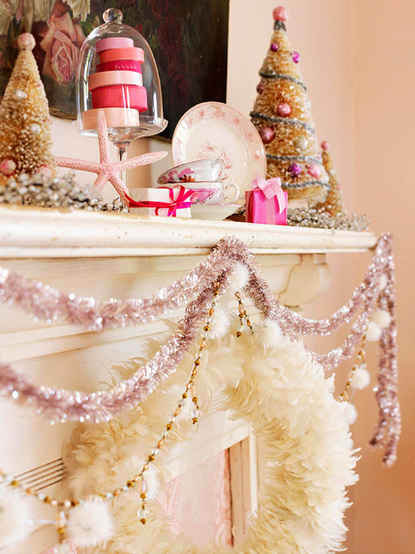 Feminine pink mantel