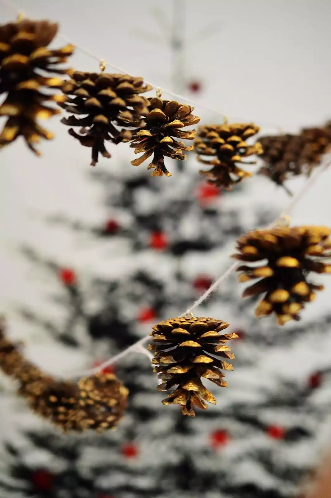 Festive pine cone garland