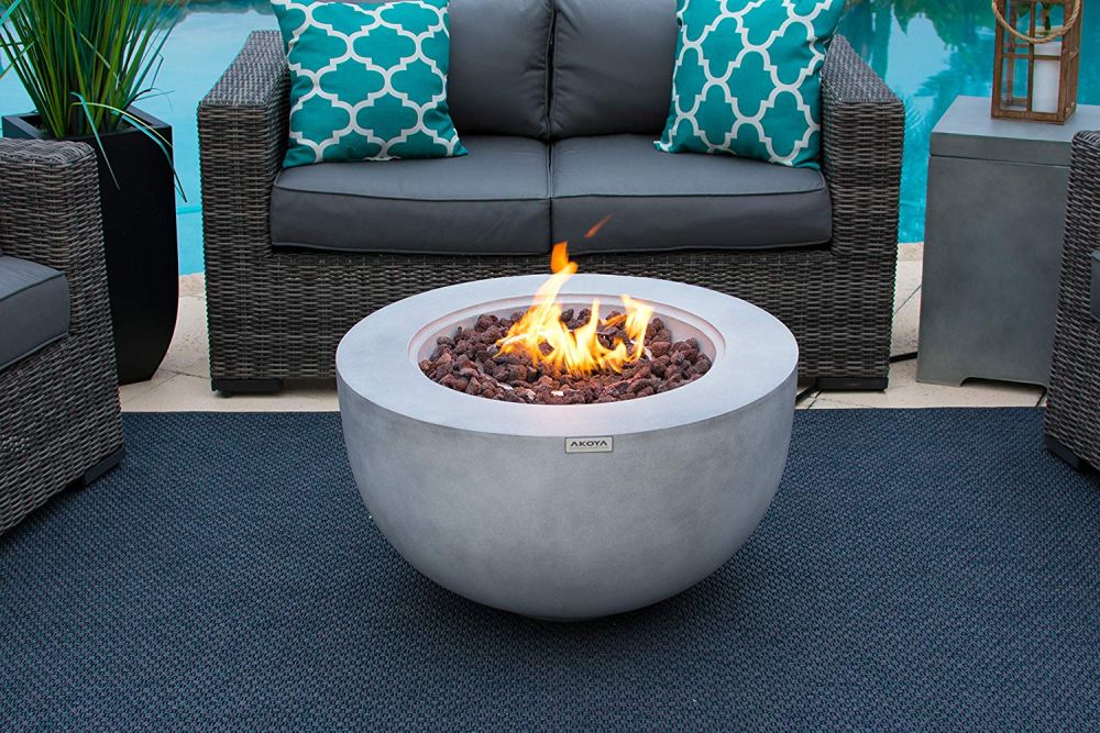 Fiber Concrete Outdoor Propane Gas Fire Pit Table Bowl