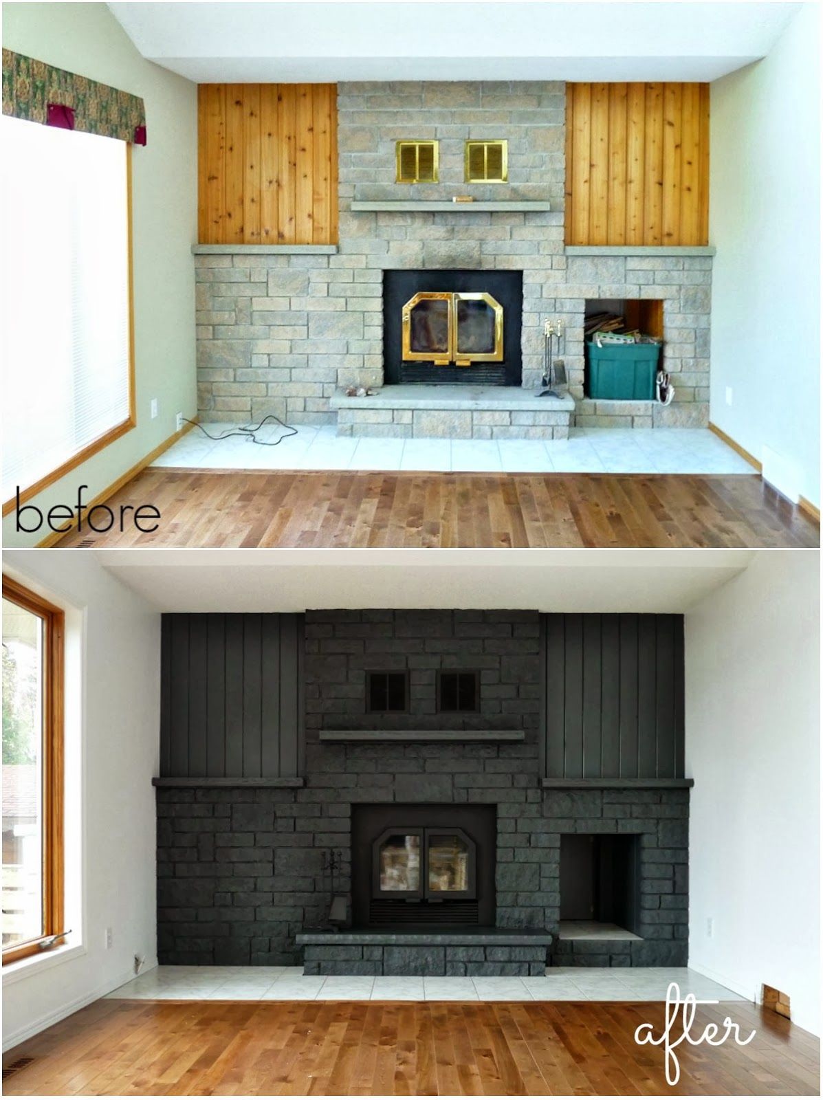 Fireplace makeover before and after