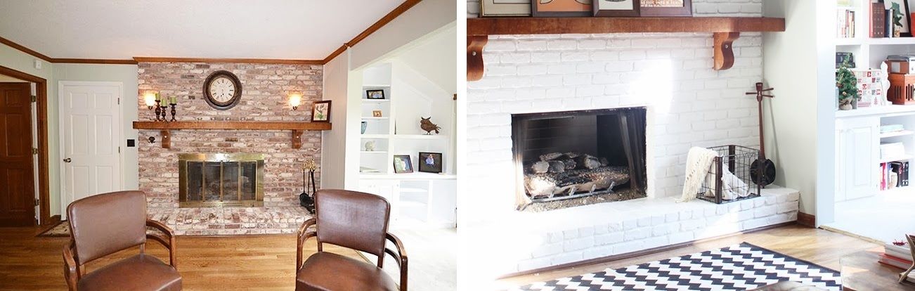 Fireplace makeover by paint