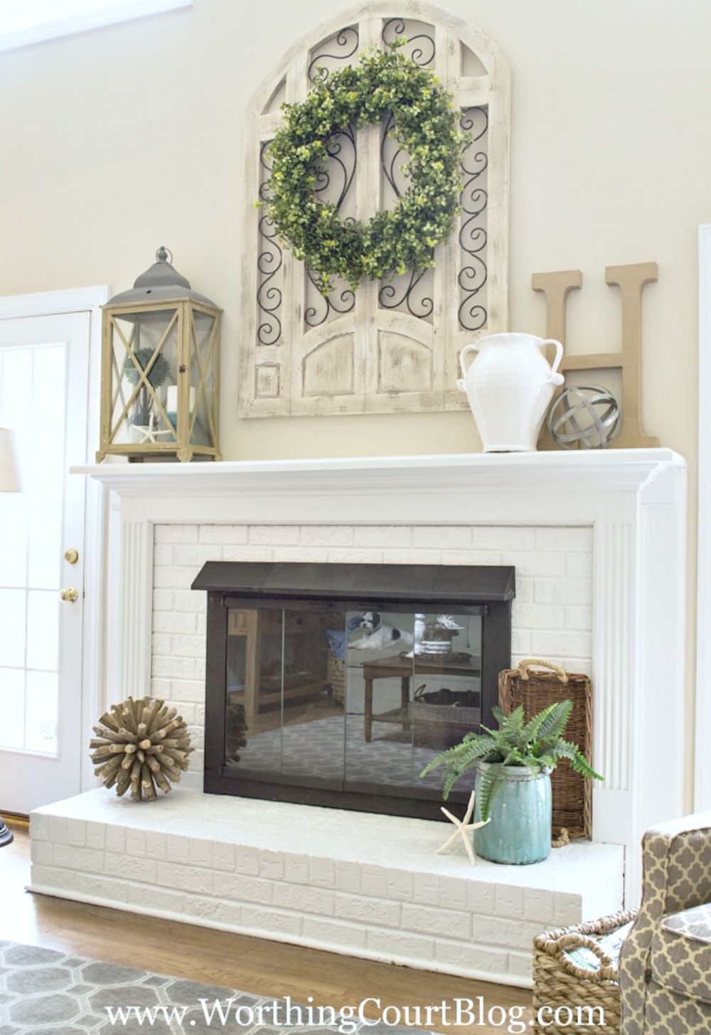 Fireplace mantel decor with different accessories