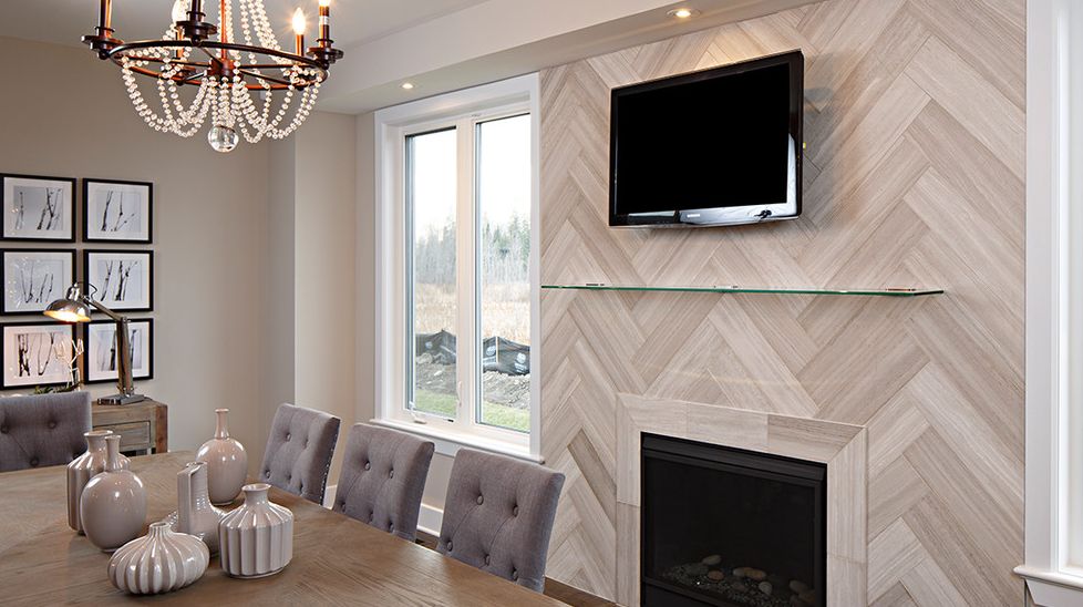 Fireplace with Herringbone Pattern