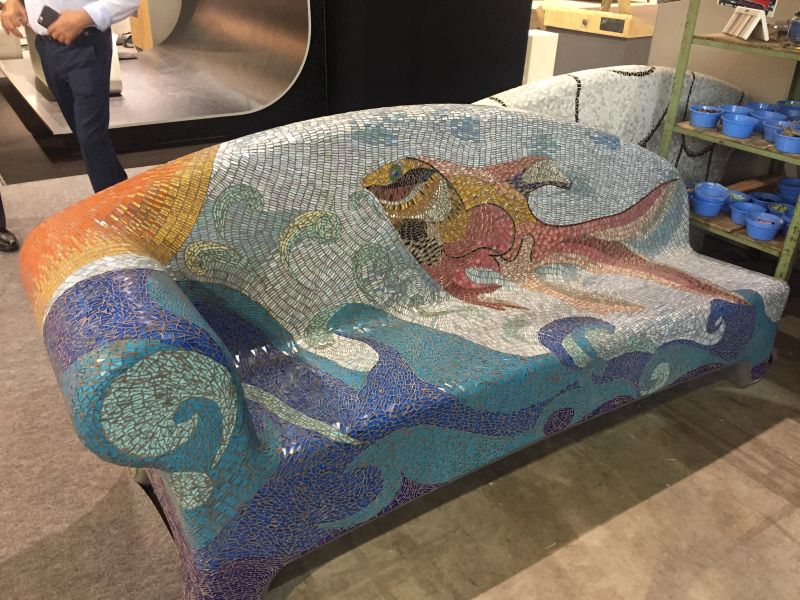 Fish themed mosaic sofa