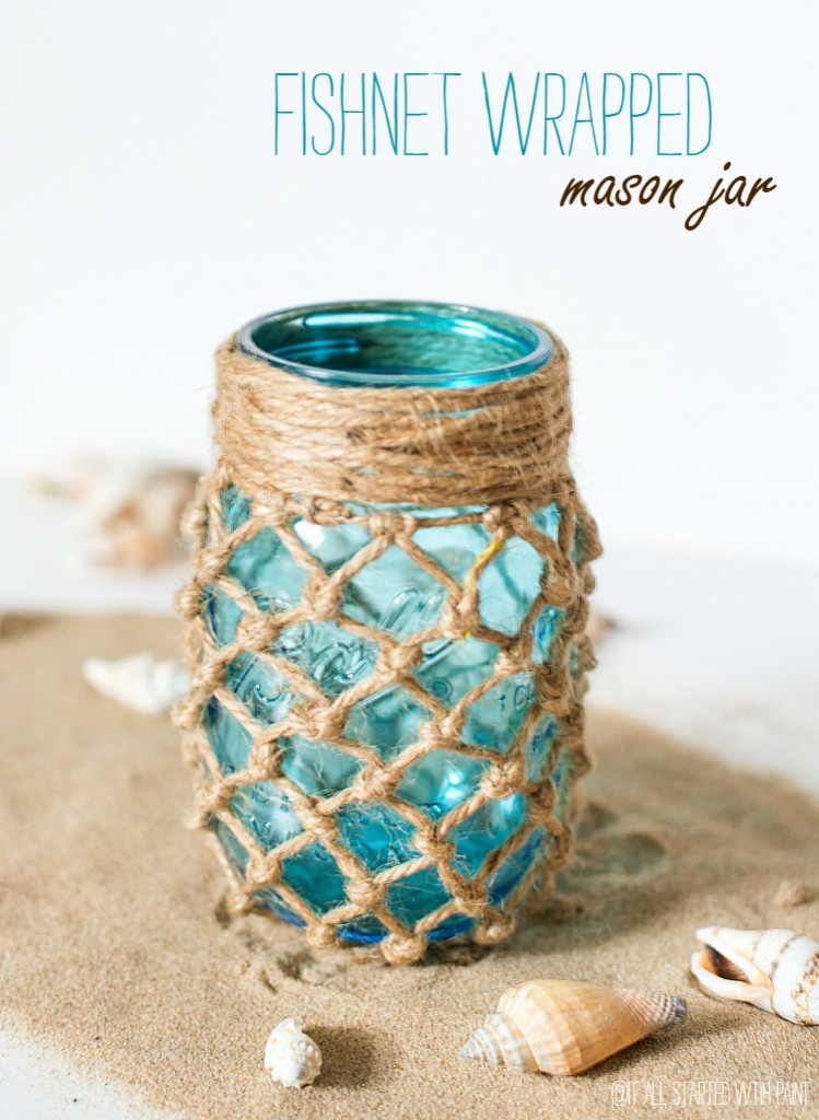 Fishnet Wrapped Mason Jar crafts